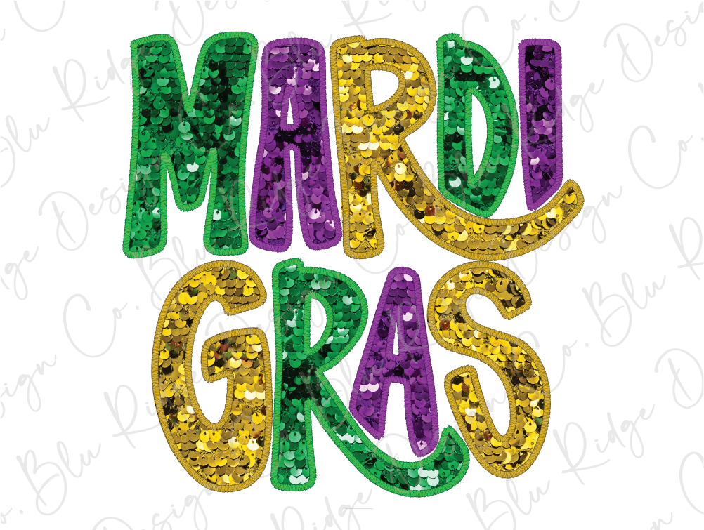 Mardi Gras Faux Sequin Graphic T-Shirt
