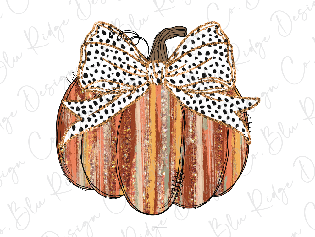 Dalmatian Bow Rustic Fall Pumpkin Graphic T-Shirt