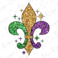 Mardi Gras Fur De Lis Colorful Sparkles Graphic T-Shirt