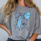 Long County Blue Tide School Spirit Coquette Bow Graphic T-Shirt