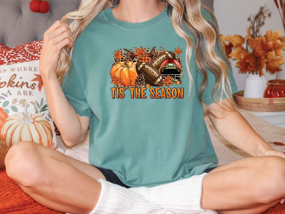 Tis The Season Football Pumpkins Graphic T-Shirt