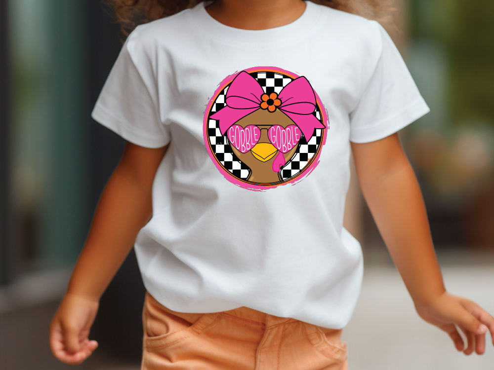 Thanksgiving Turkey Head Girl Graphic T-Shirt