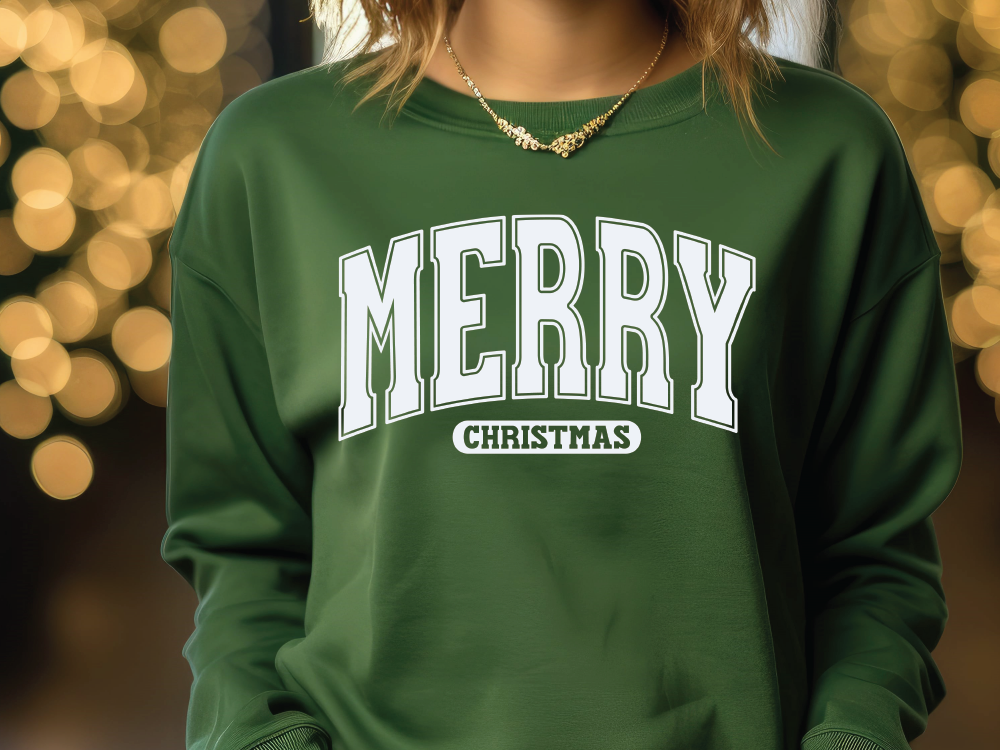 Merry Christmas White Banner Graphic T-Shirt
