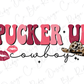 Pucker Up Cowboy Lips Valentines Day Cow Print Hat Direct To Film (DTF) Transfer