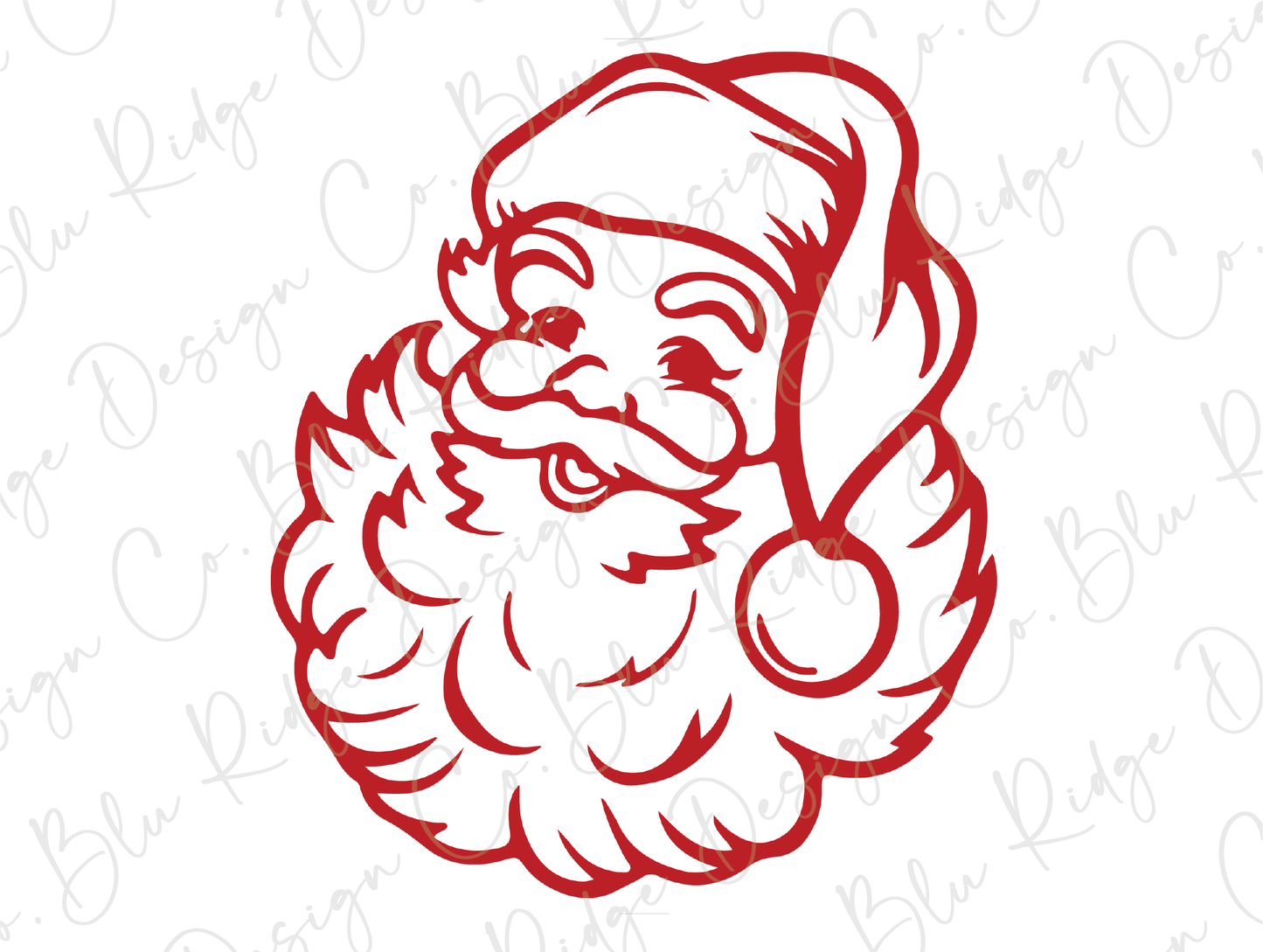 a santa claus head with a beard and mustache