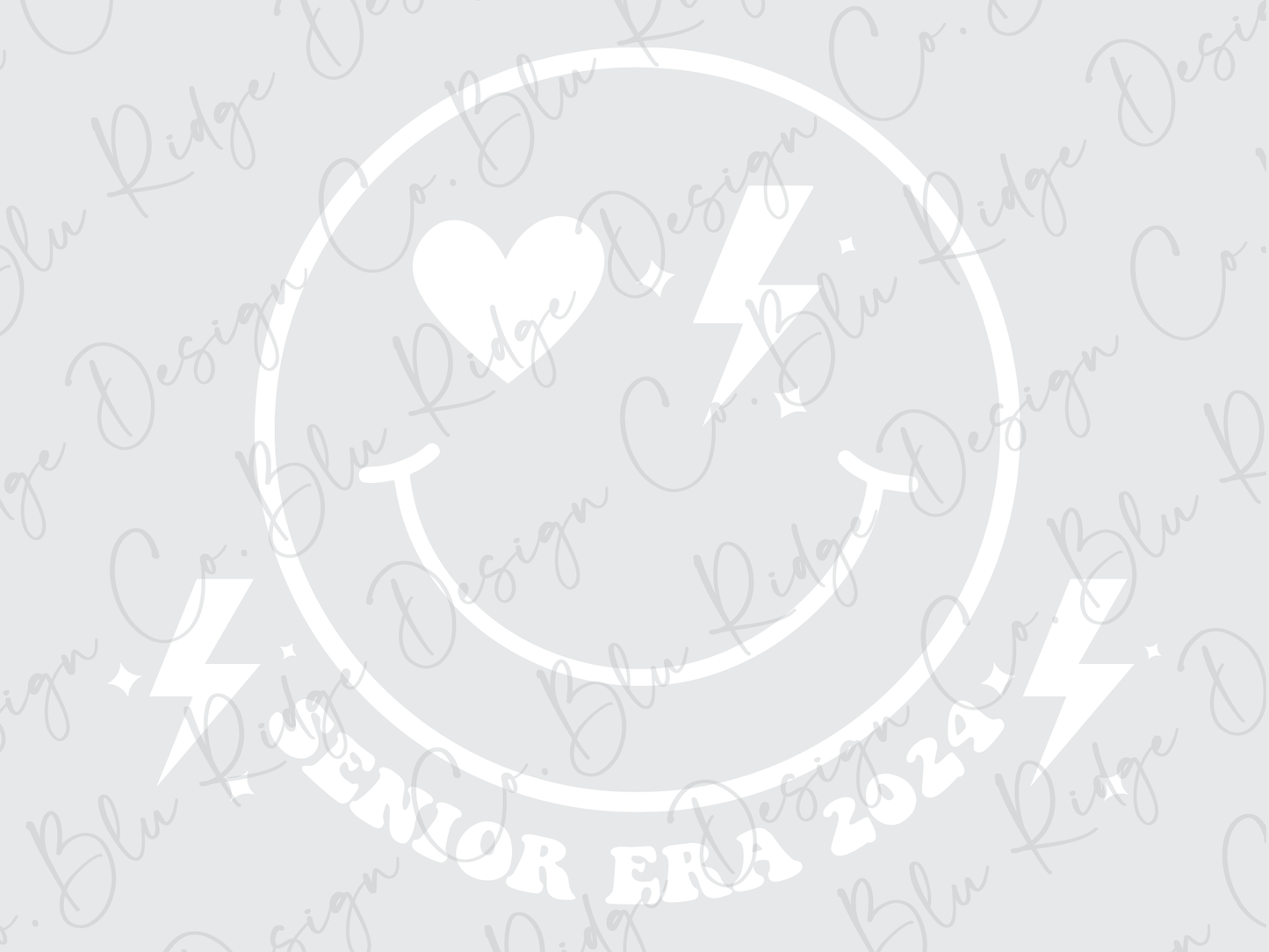 Senior Era 2024 Smiley Face With Trendy Heart and Lightning Bolts Design Direct To Film (DTF) Transfer