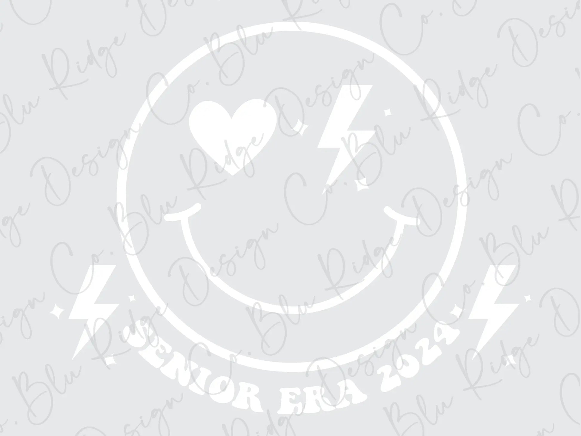 Senior Era 2024 Smiley Face With Trendy Heart and Lightning Bolts Design Direct To Film (DTF) Transfer BluRidgeDesignCo