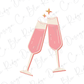 Pink Champagne Glasses Happy New Years Party Direct to Film (DTF) Transfer