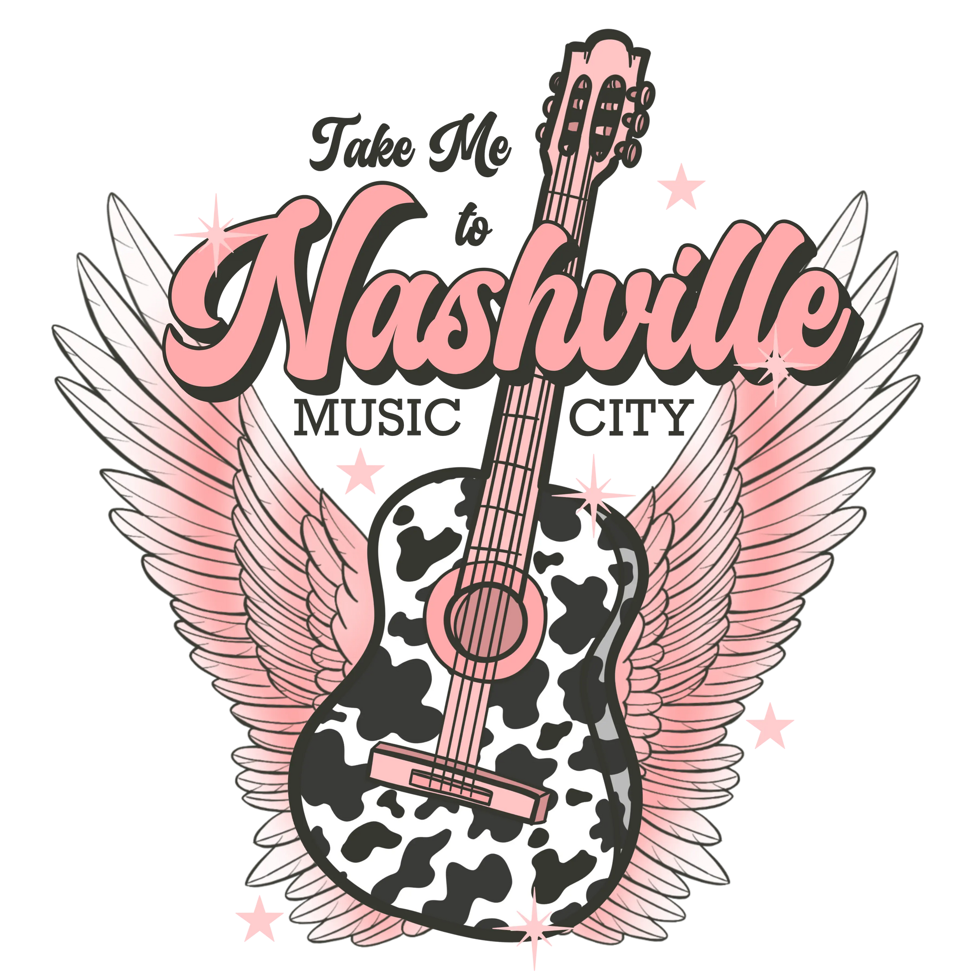 Take me to Nashville Music City Country Retro Guitar Direct To Film (DTF) Transfer BluRidgeDesignCo