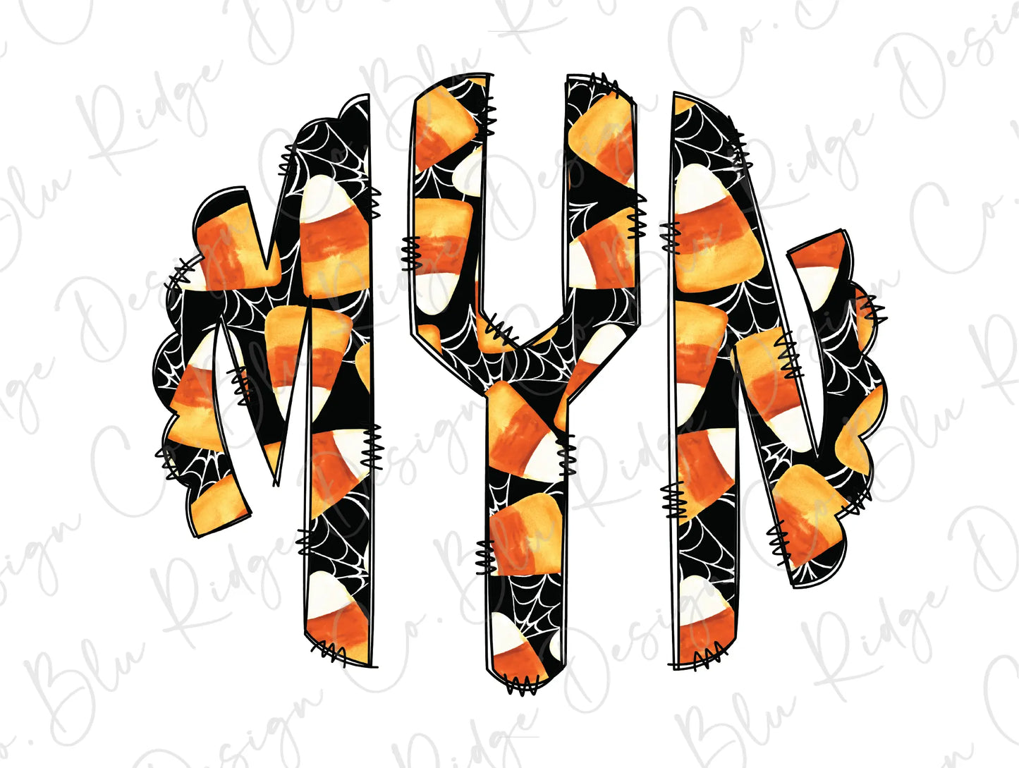 Candy Corn Halloween Personalized Monogram Design Direct To Film (DTF) Transfer BluRidgeDesignCo