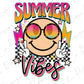 Summer Vibes Retro Summer Smiley Face Direct to Film (DTF) Transfer BluRidgeDesignCo