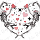 two skeletons holding hands in the shape of a heart