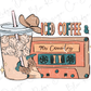 Iced Coffee and 90s Country Retro Vintage Cassette Tape Design Direct To Film (DTF) Transfer