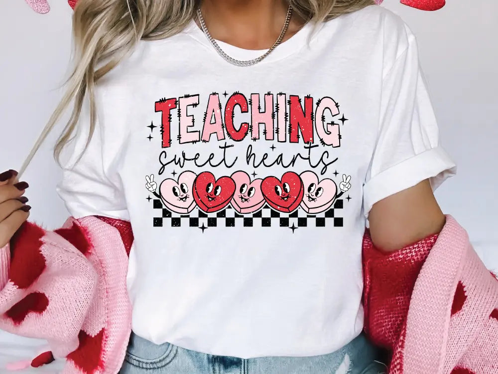 a woman wearing a t - shirt that says teaching is fun