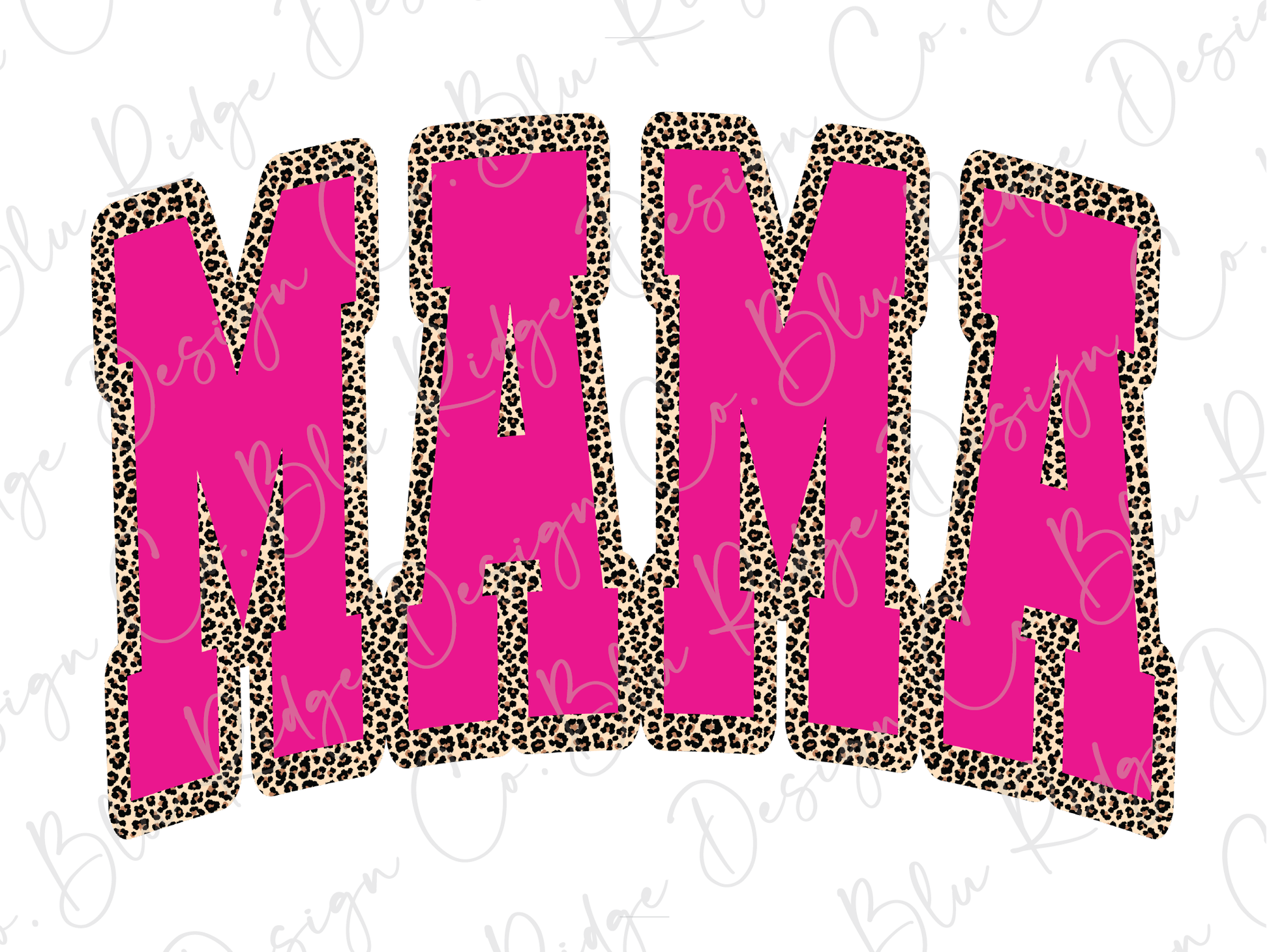 the word mama is made up of leopard print