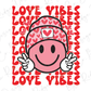 Retro Love Vibes Smiley Face Hearts Valentines Day Direct To Film (DTF) Transfer