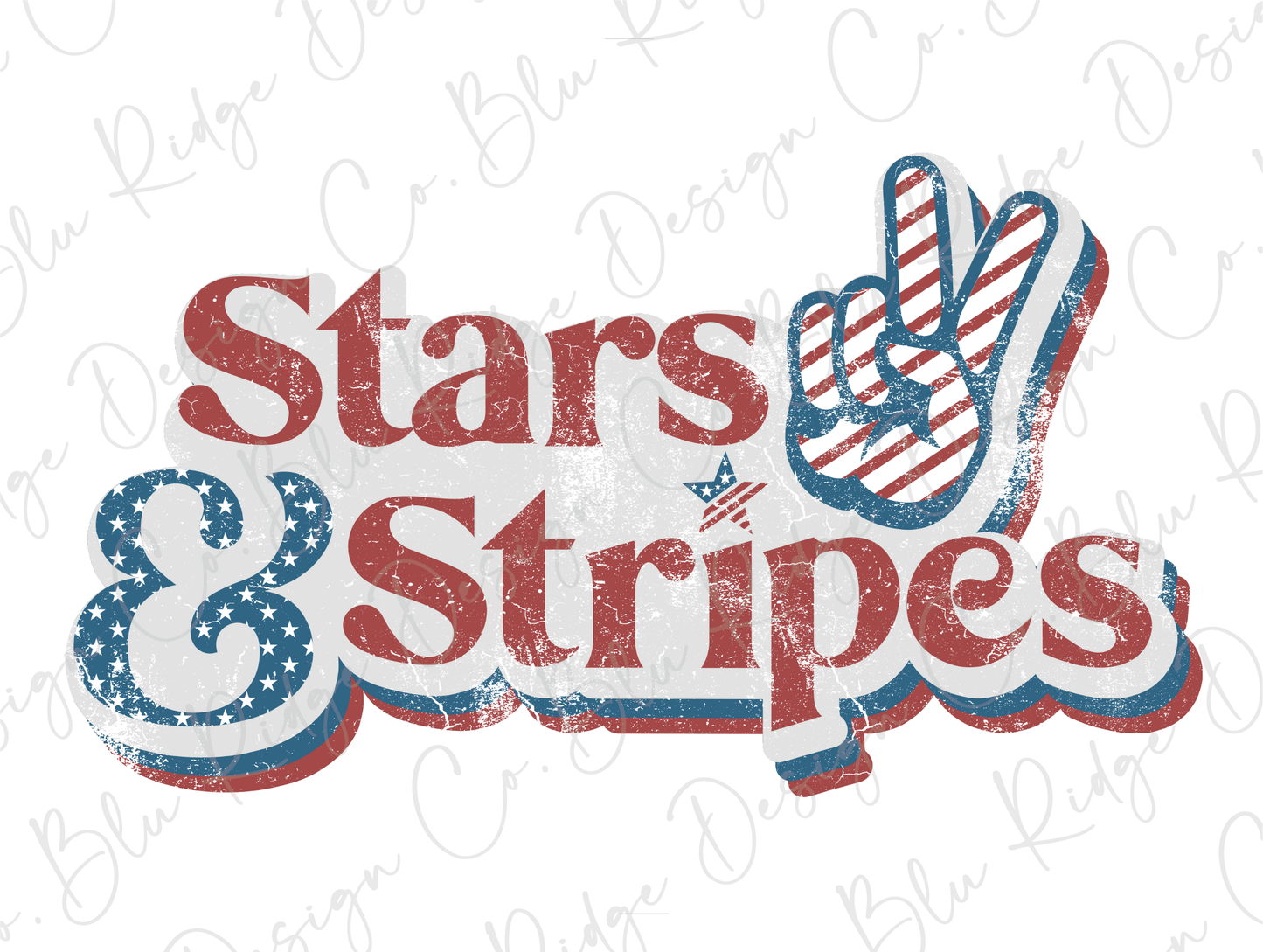 Stars And Stripes With Peace Sign Vintage July 4th American Design Direct To Film (DTF) Transfer