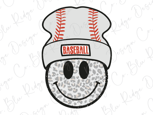 Leopard Smiley Baseball Vibes Design Direct To Film (DTF) Transfer