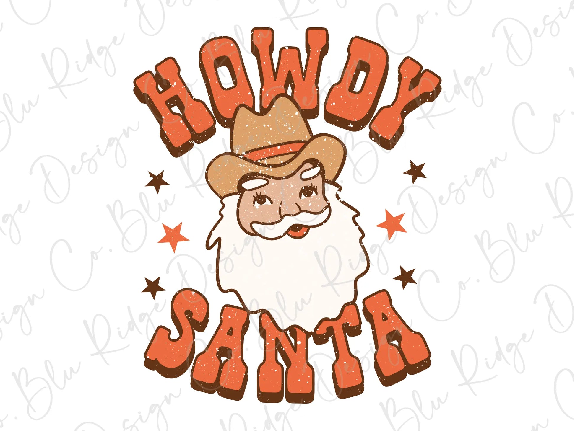 Howdy Santa Christmas Cowboy Direct To Film (DTF) Transfer BluRidgeDesignCo