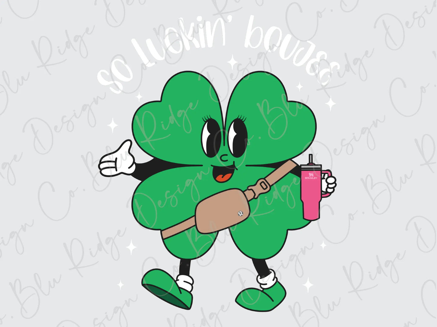 a green four leaf clover holding a baseball bat