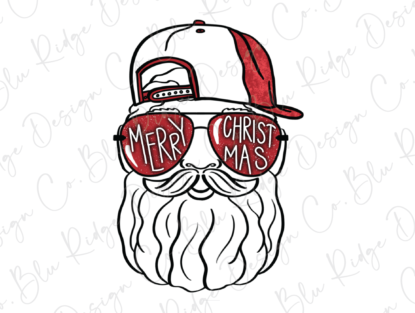 Cool Santa Merry Christmas Sunglasses Direct to Film (DTF) Transfer