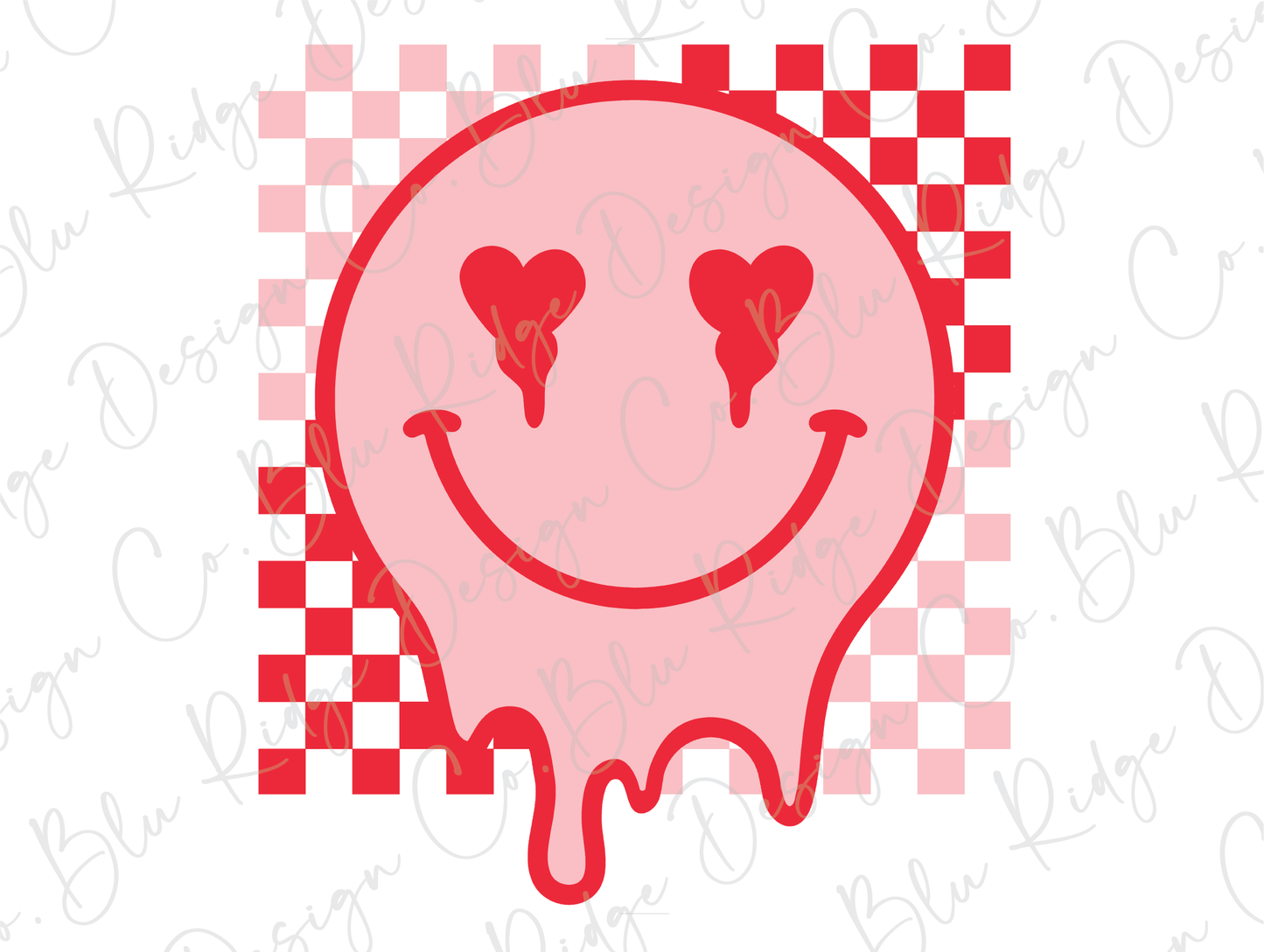 Valentines Day Pink Melting Winter Smiley Face Hearts Direct To Film (DTF) Transfer