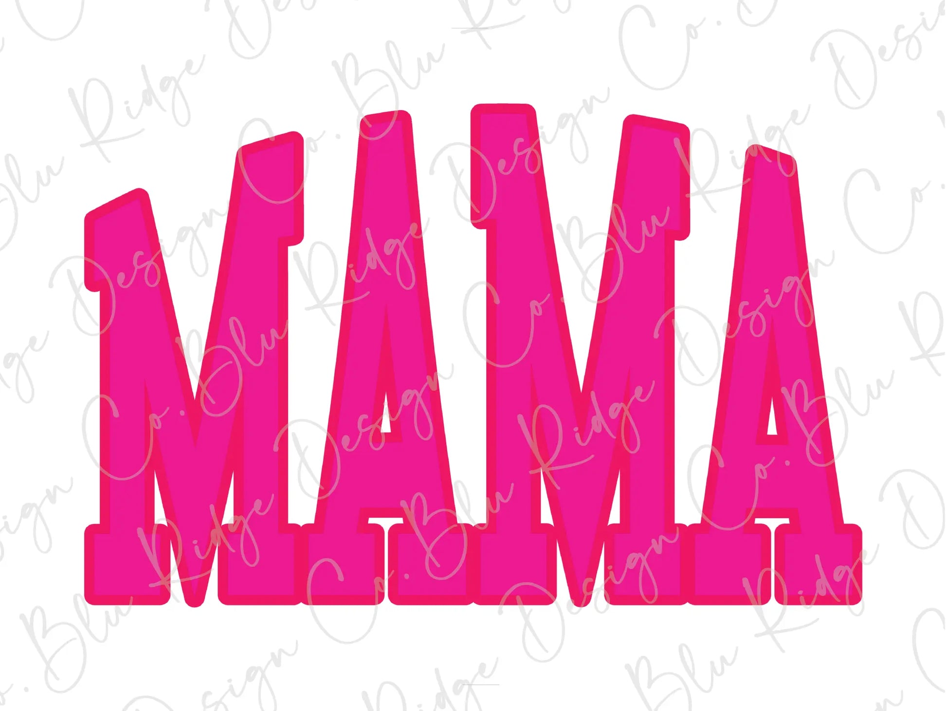 a pink word that says mama on a white background