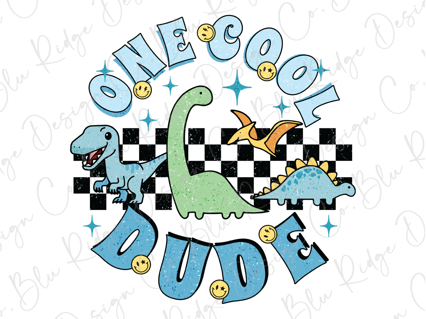 a t - shirt with a dinosaur and a checkered background