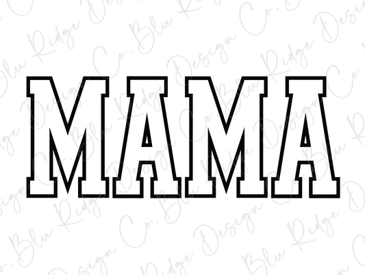 Mama Varsity Silhouette Design Direct To Film (DTF) Transfer BluRidgeDesignCo