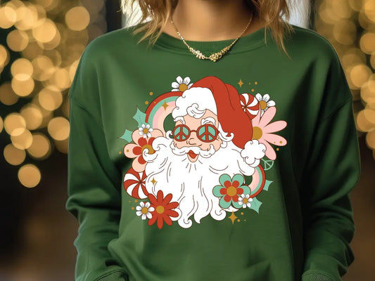 Boho Santa Claus Peace and Candy Direct to Film (DTF) Transfer BluRidgeDesignCo