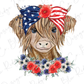 July 4th Western Highland Cow Direct To film (DTF) Transfer