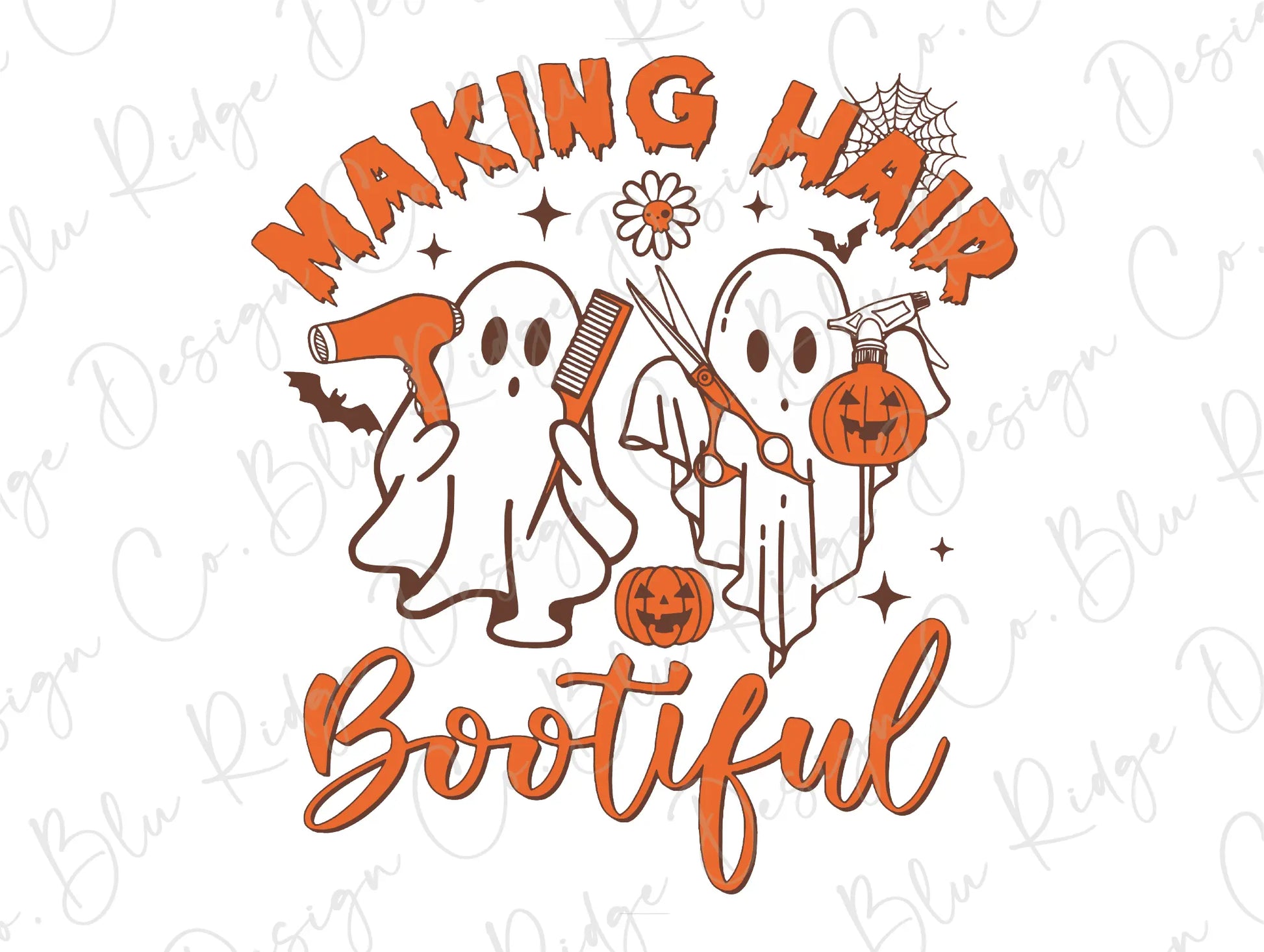 Making Hair Bootiful Halloween Ghost Design Direct To Film (DTF) Transfer BluRidgeDesignCo