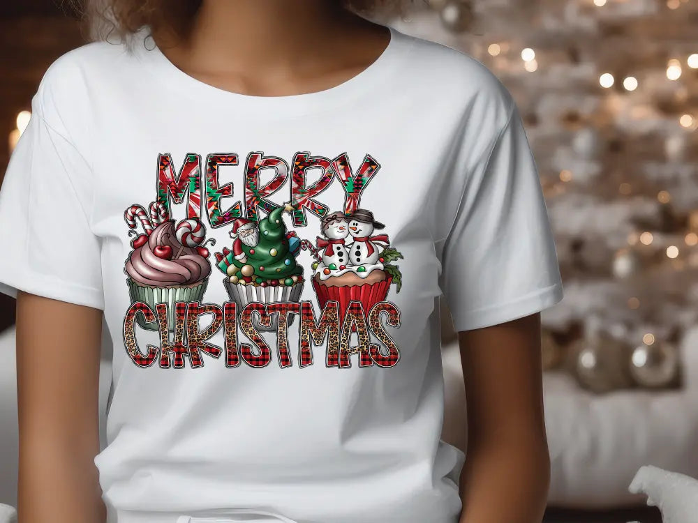 Merry Christmas Cupcakes Direct to Film (DTF) Transfer BluRidgeDesignCo