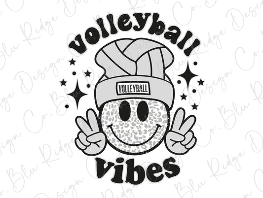 Leopard Smiley Volleyball Vibes Design Direct To Film (DTF) Transfer BluRidgeDesignCo