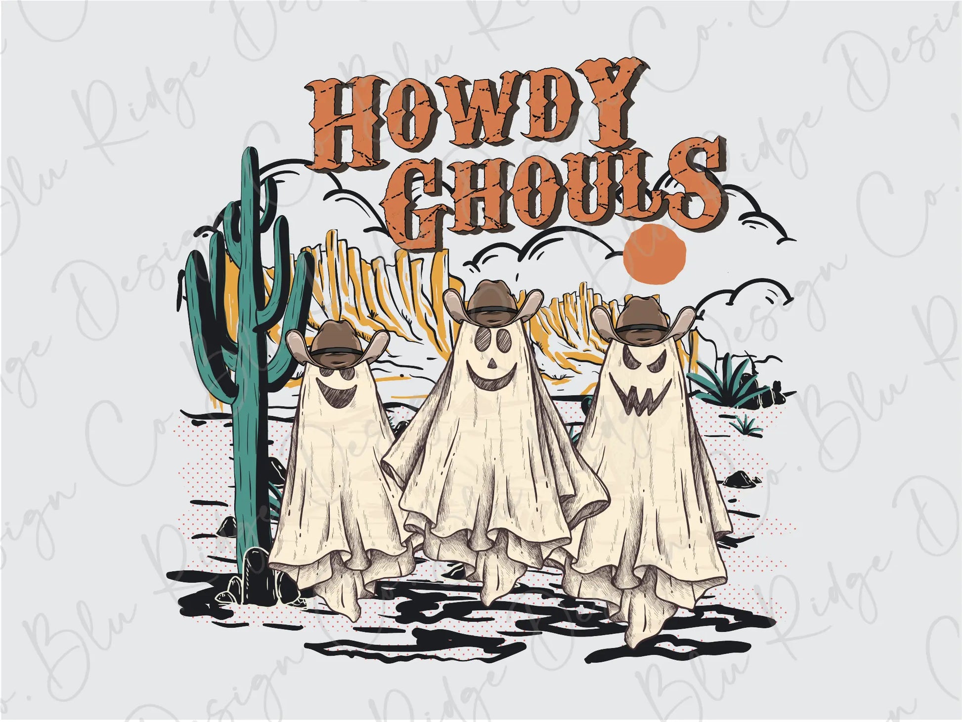 Howdy Ghouls Ghost Cowboys Direct To Film (DTF) Transfers BluRidgeDesignCo