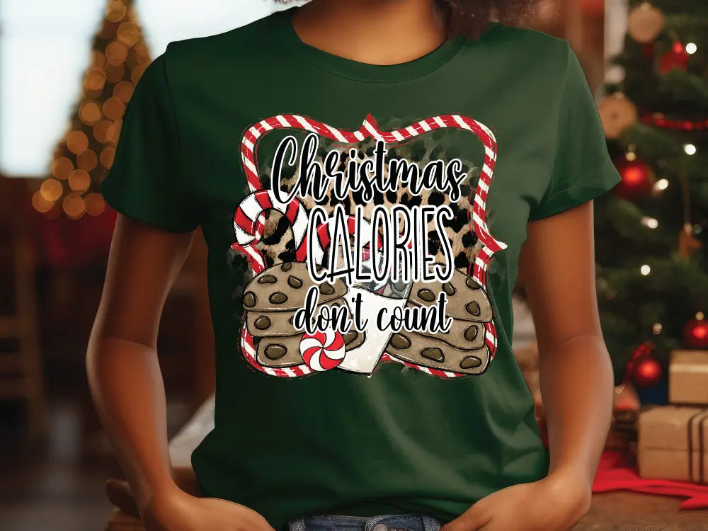 Christmas Calories Don't Count Leopard Candy Cane Cookies Direct to Film (DTF) Transfer BluRidgeDesignCo