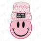 Valentines Day Pink Love More Worry Less Winter Smiley Face Hearts Direct To Film (DTF) Transfer BluRidgeDesignCo