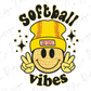 Leopard Smiley Softball Vibes Mama Design Direct To Film (DTF) Transfer