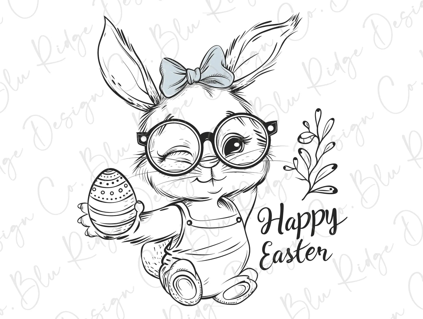 a bunny with glasses holding an easter egg