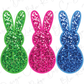 a pair of sequinized bunny ears on a white background