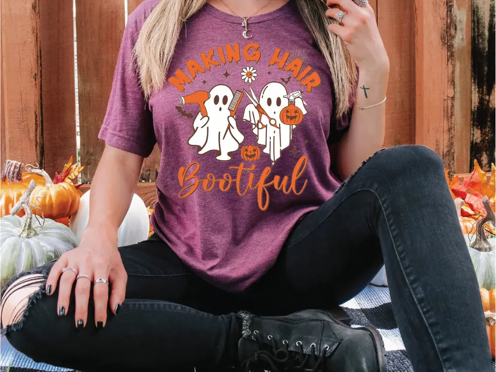 Making Hair Bootiful Halloween Ghost Design Direct To Film (DTF) Transfer BluRidgeDesignCo