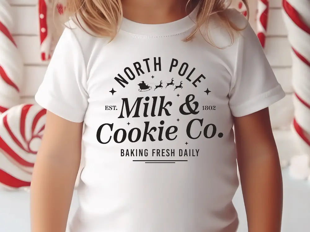 North Pole Milk and Cookie Company Direct To Film (DTF) Transfer BluRidgeDesignCo