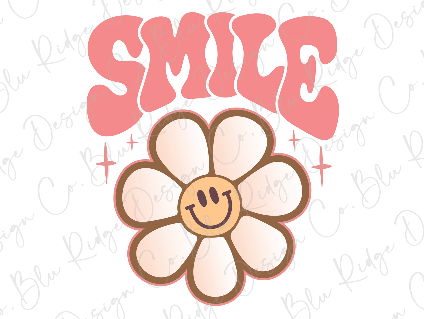Groovy Smile Daisy Retro Smiling Daisy Flower Design Direct to Film (DTF) Transfer