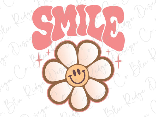 Groovy Smile Daisy Retro Smiling Daisy Flower Design Direct to Film (DTF) Transfer BluRidgeDesignCo