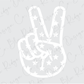 Groovy 4th of July Peace hand sign with Stars (White) Direct To film (DTF) Transfer