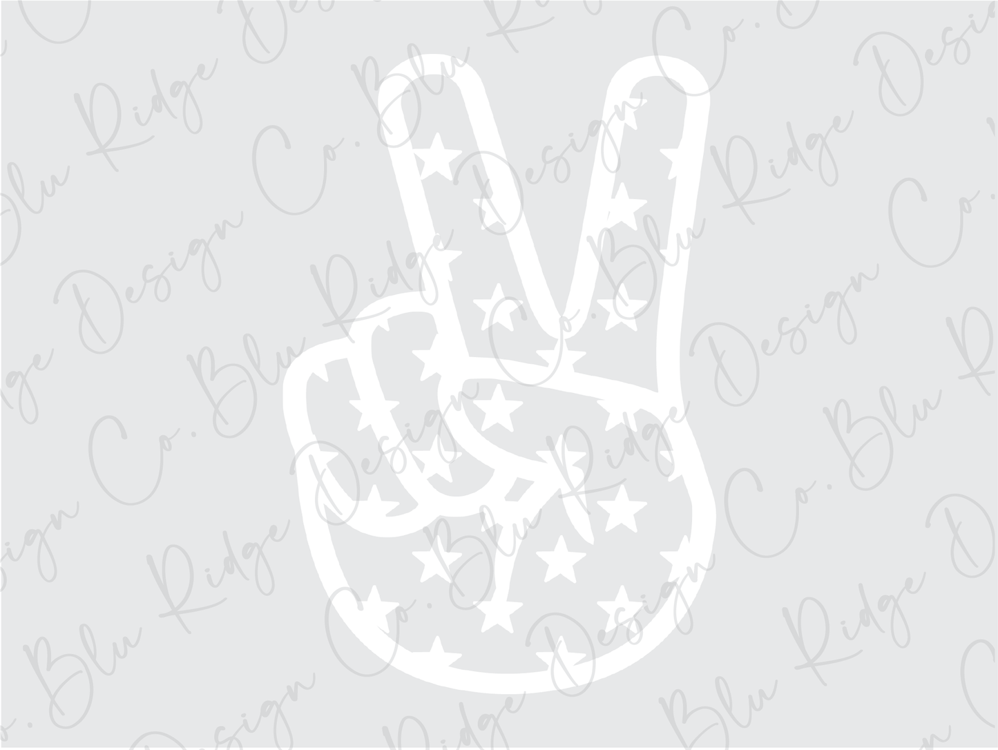 Groovy 4th of July Peace hand sign with Stars (White) Direct To film (DTF) Transfer