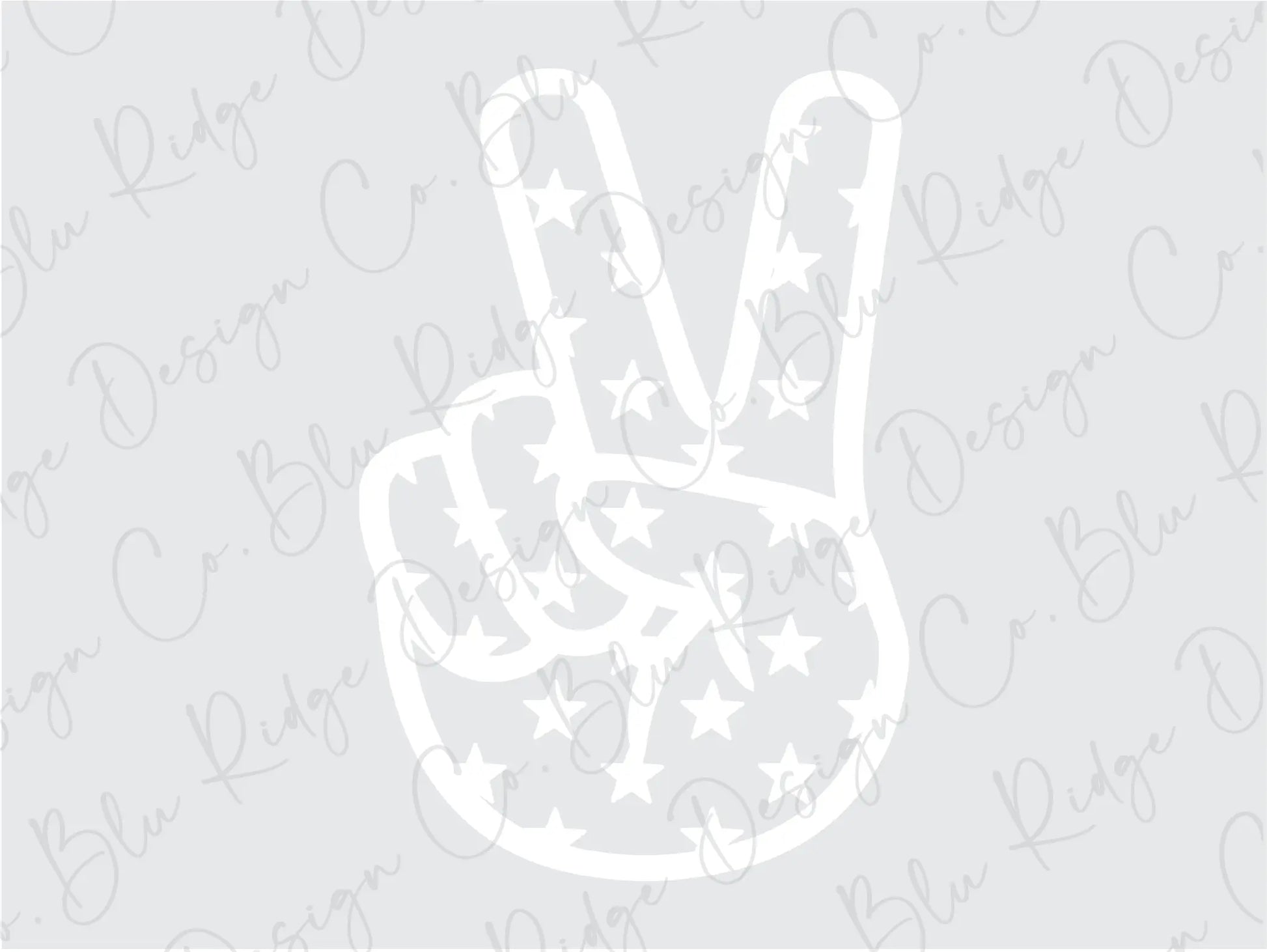 Groovy 4th of July Peace hand sign with Stars (White) Direct To film (DTF) Transfer BluRidgeDesignCo