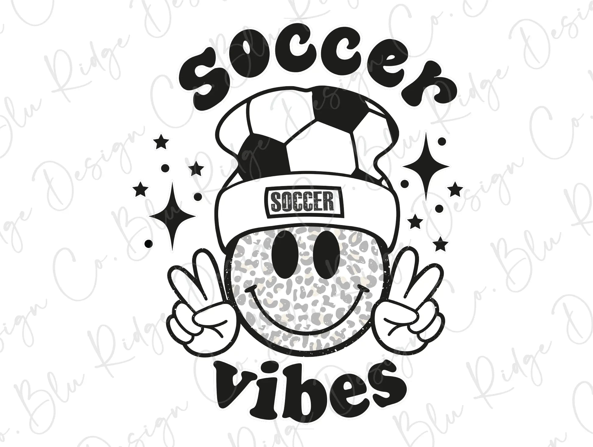 Leopard Smiley Soccer Vibes Design Direct To Film (DTF) Transfer BluRidgeDesignCo