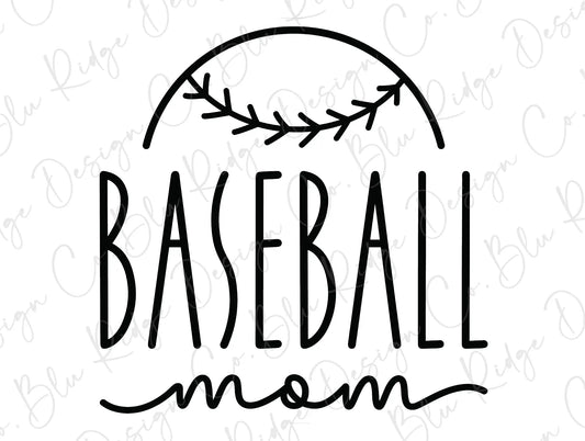 Baseball Mom Silhouette Direct To Film (DTF) Transfer BluRidgeDesignCo