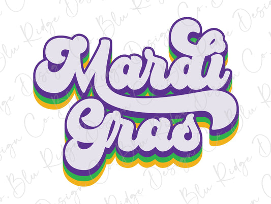 Retro Mardi Gras New Orleans Wavy Design Direct To Film (DTF) Transfers BluRidgeDesignCo